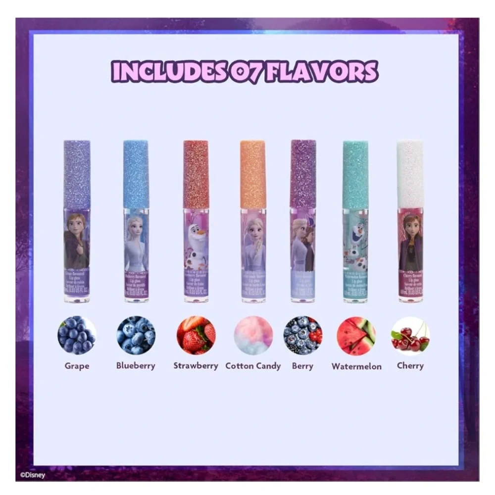 Vegan Disney Frozen- 7-Piece Plant Based Lip Gloss Party Favors Set Girls NEW
